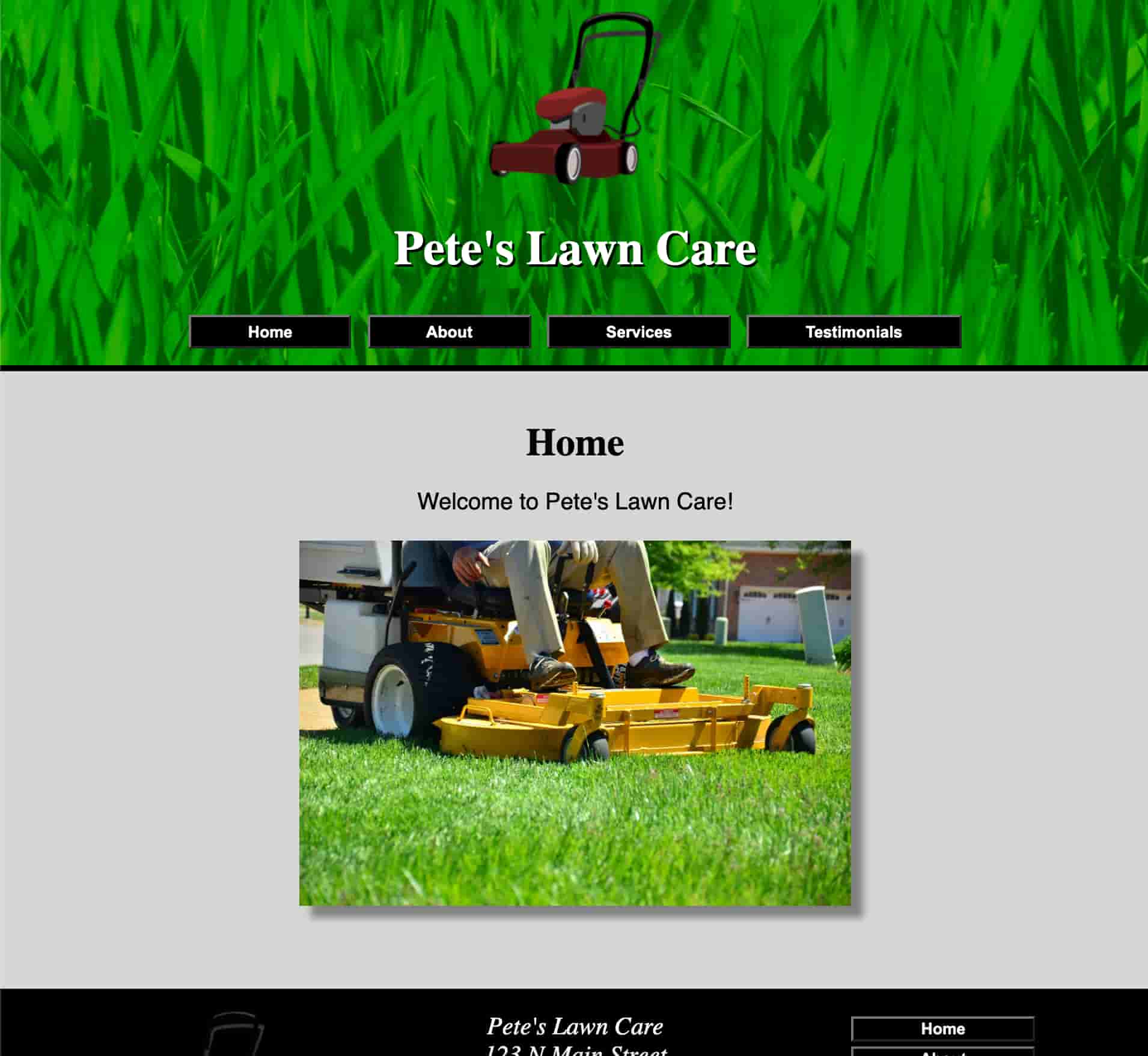 Progressive Web App - Pete's Lawn Care Site