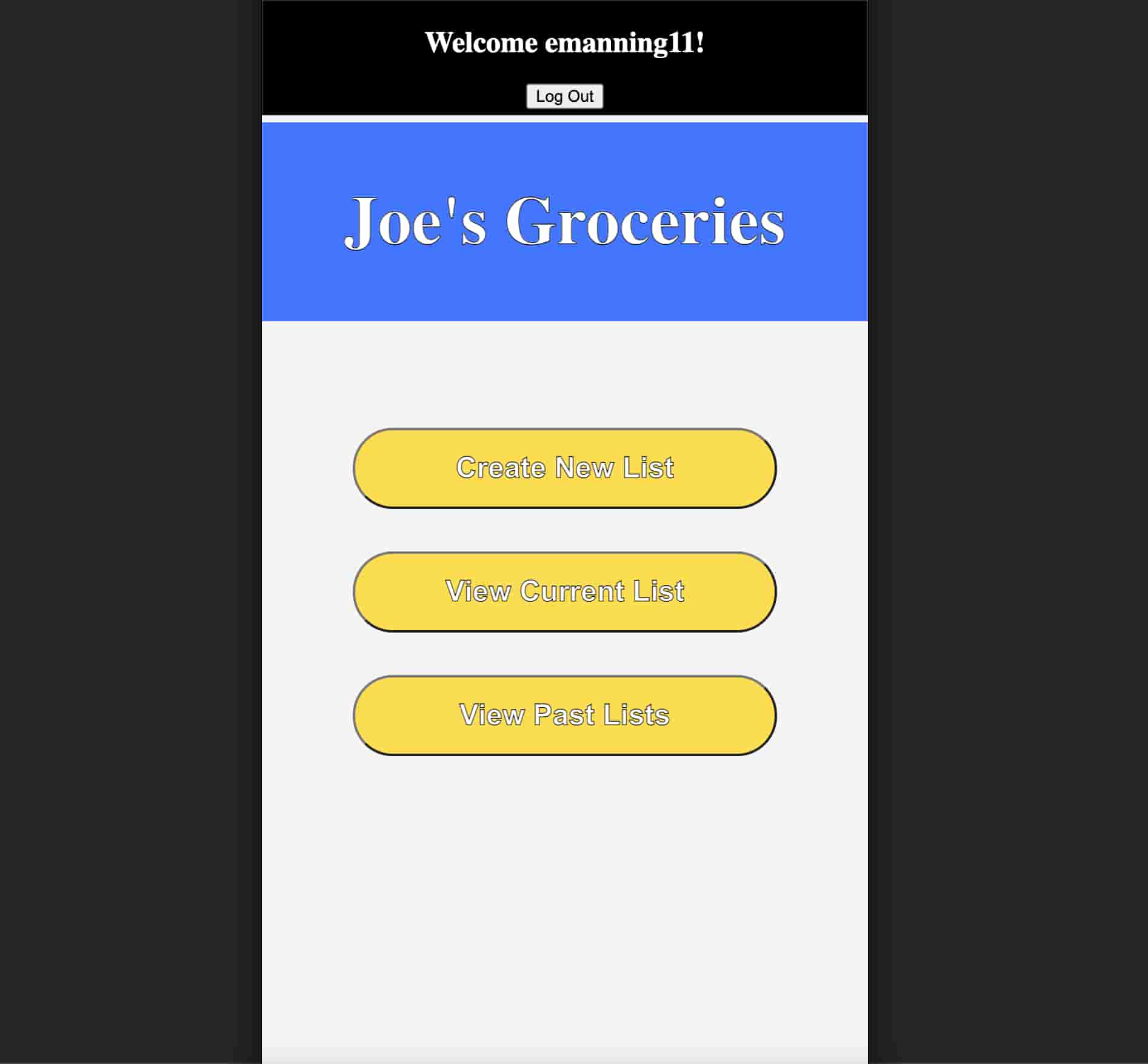 Joe's Groceries Application
