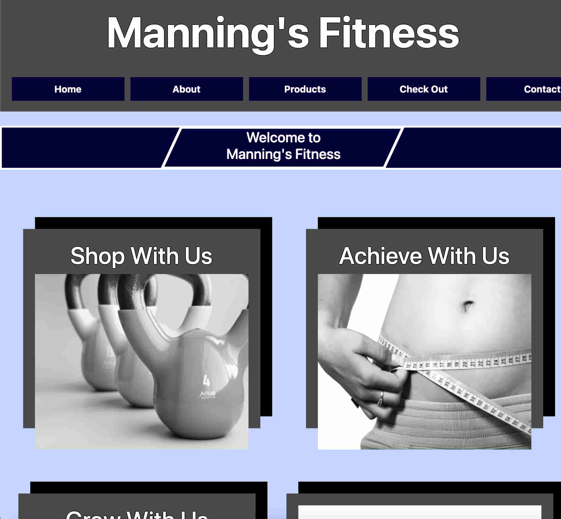 Manning's Fitness Wireframe